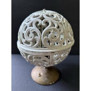 Underwriter Labratories Cast Iron Open Scroll Sphere Beige Light Fixture MCM